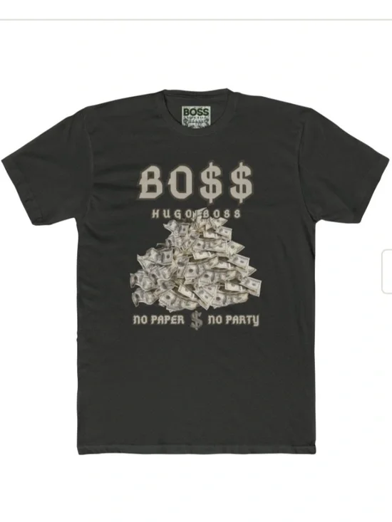 Boss "no paper no party logo" fitted designer t-shirt. 4 COLORS - Picture 2 of 5